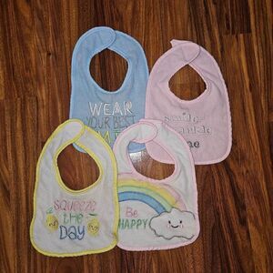 5 For $25 Terry Cloth Set Of 4 Baby Bibs